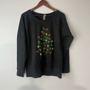 Ladies Holiday Christmas Tree Paw Print Pet Sweater